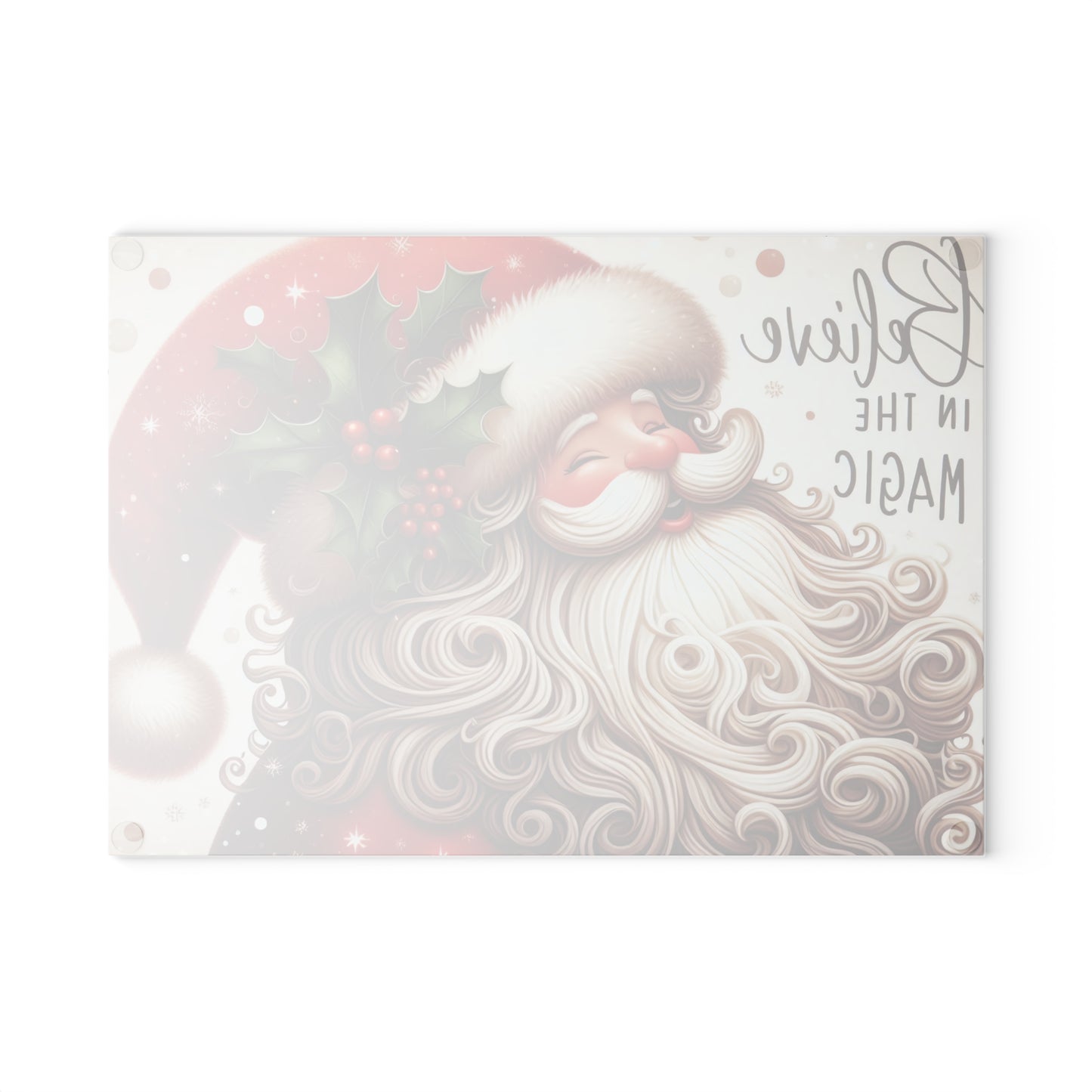 Festive Santa Glass Cutting Board - Believe in the Magic