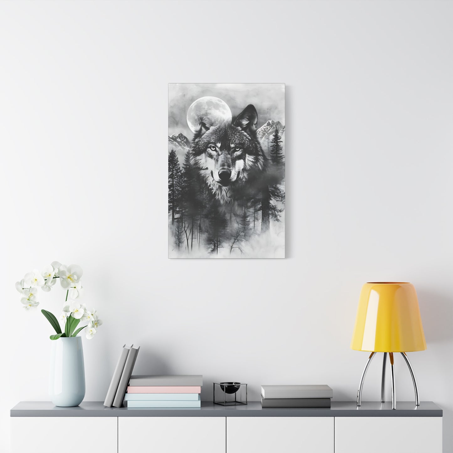 Majestic Wolf Canvas Wall Art - Black and White Wilderness Decor