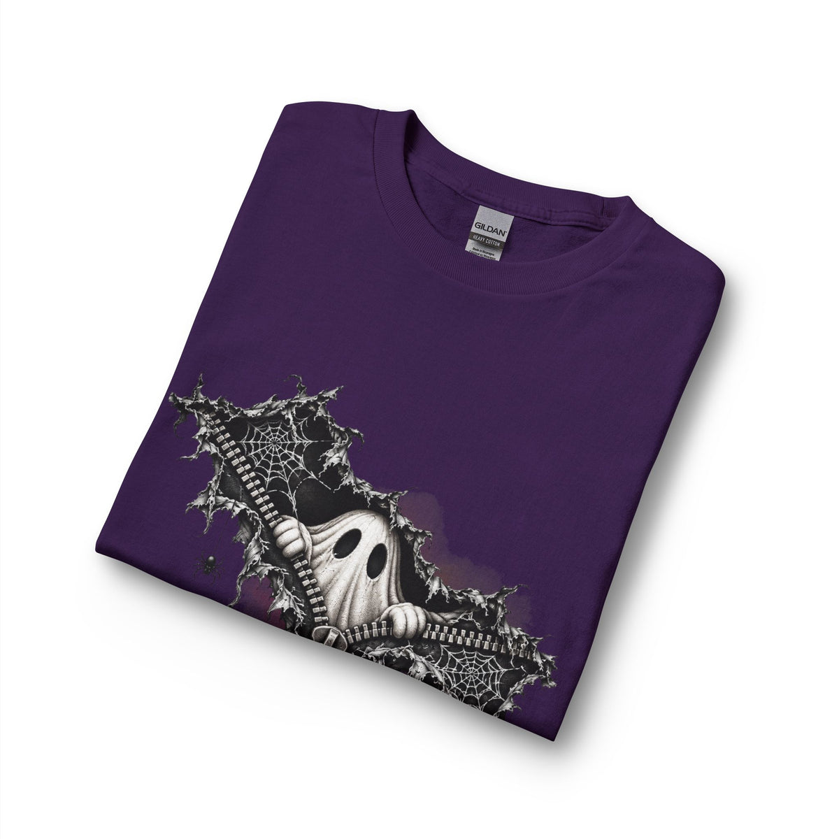 Gothic Ghost Peeping Through Zipper Long Sleeve T-Shirt