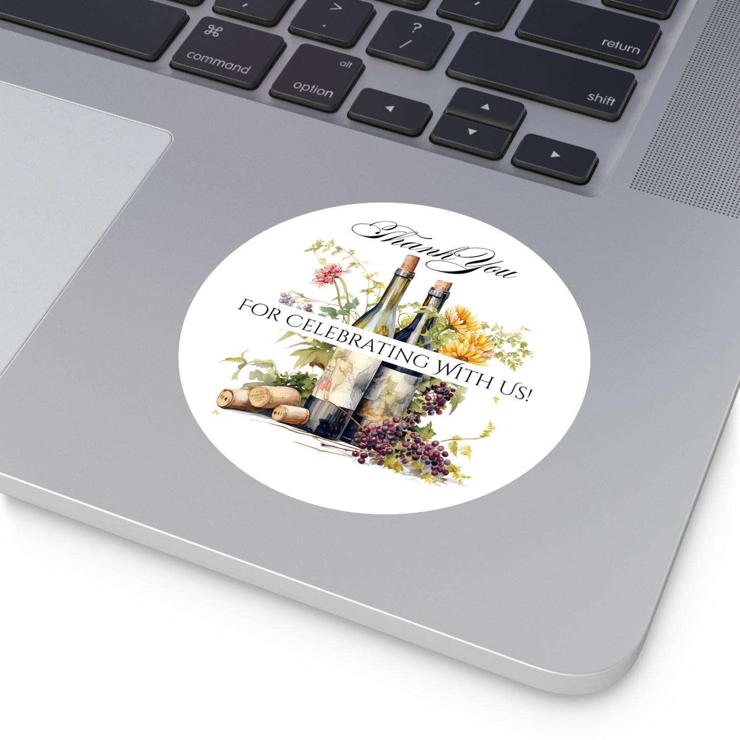 Custom Thank You Vinyl Stickers for Weddings, Party Favors, Engagements, Floral Design, Personalized Name Labels, Celebration Decal