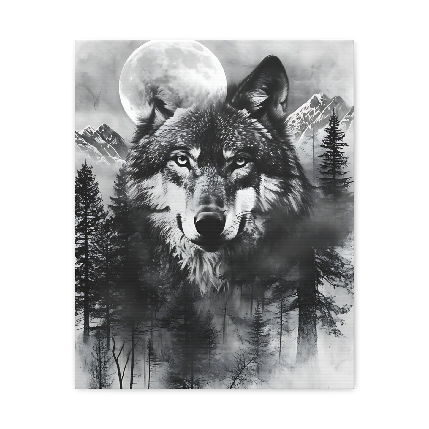 Majestic Wolf Canvas Wall Art - Black and White Wilderness Decor