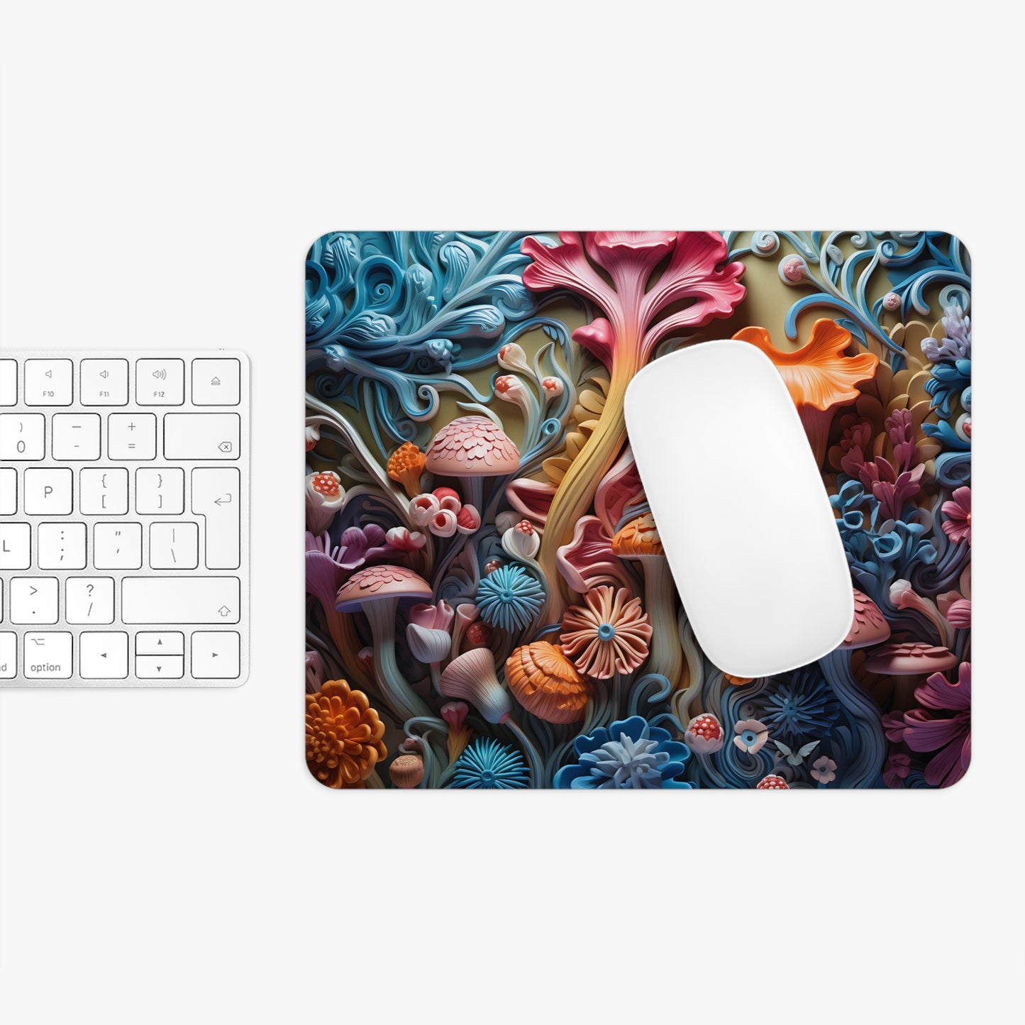 Colorful Floral 3D Desk Mouse Pad - Vibrant Mushroom Design for Home & Office
