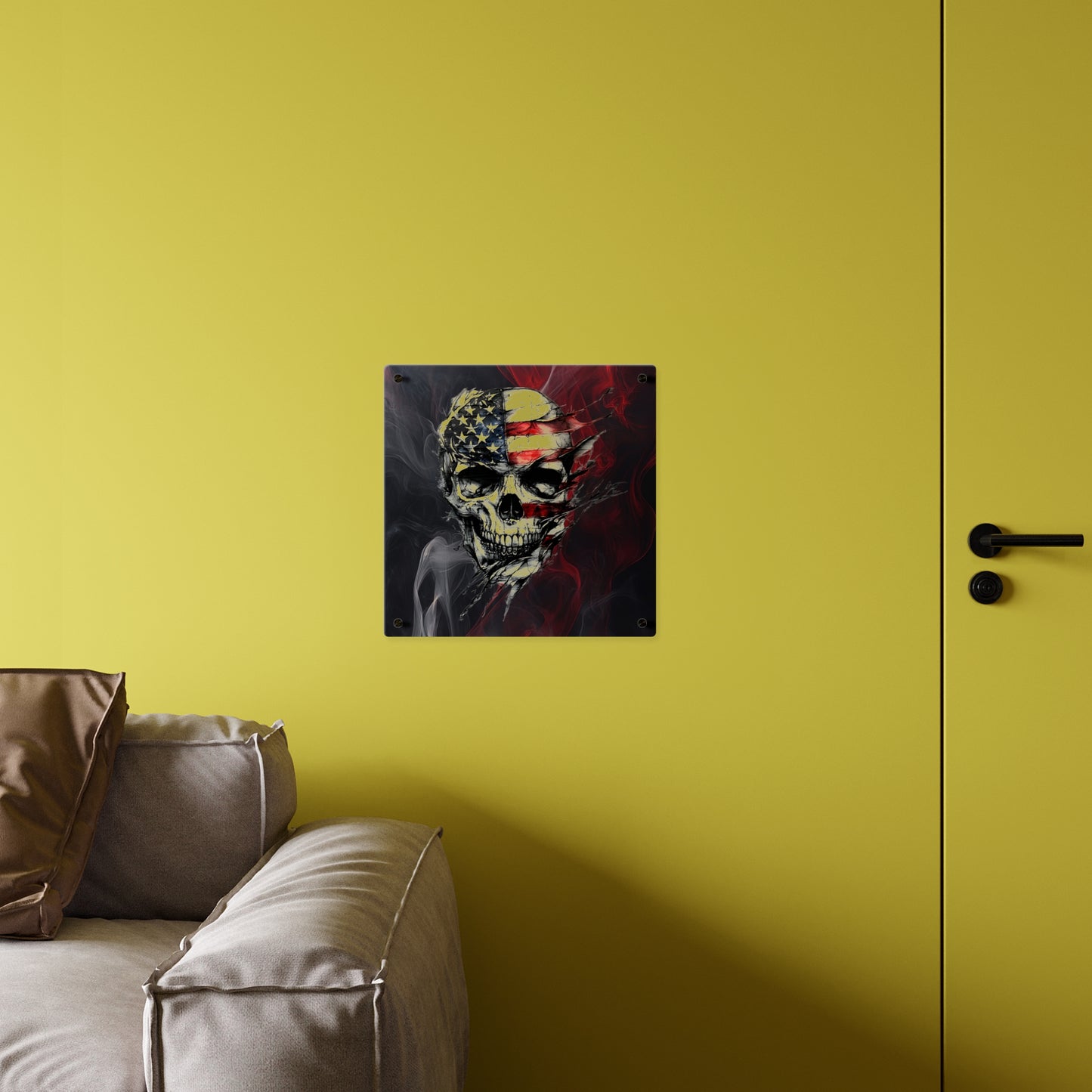 American Skull Acrylic Wall Art Panels - Edgy Decor for Rebels & Patriotic Souls