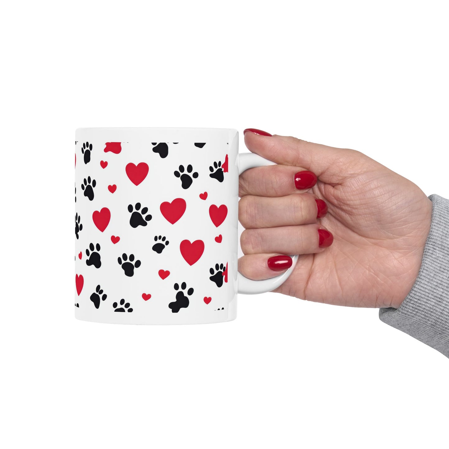 Valentine Paw Print Ceramic Mug – I Love My Furry Valentine (11oz & 15oz)