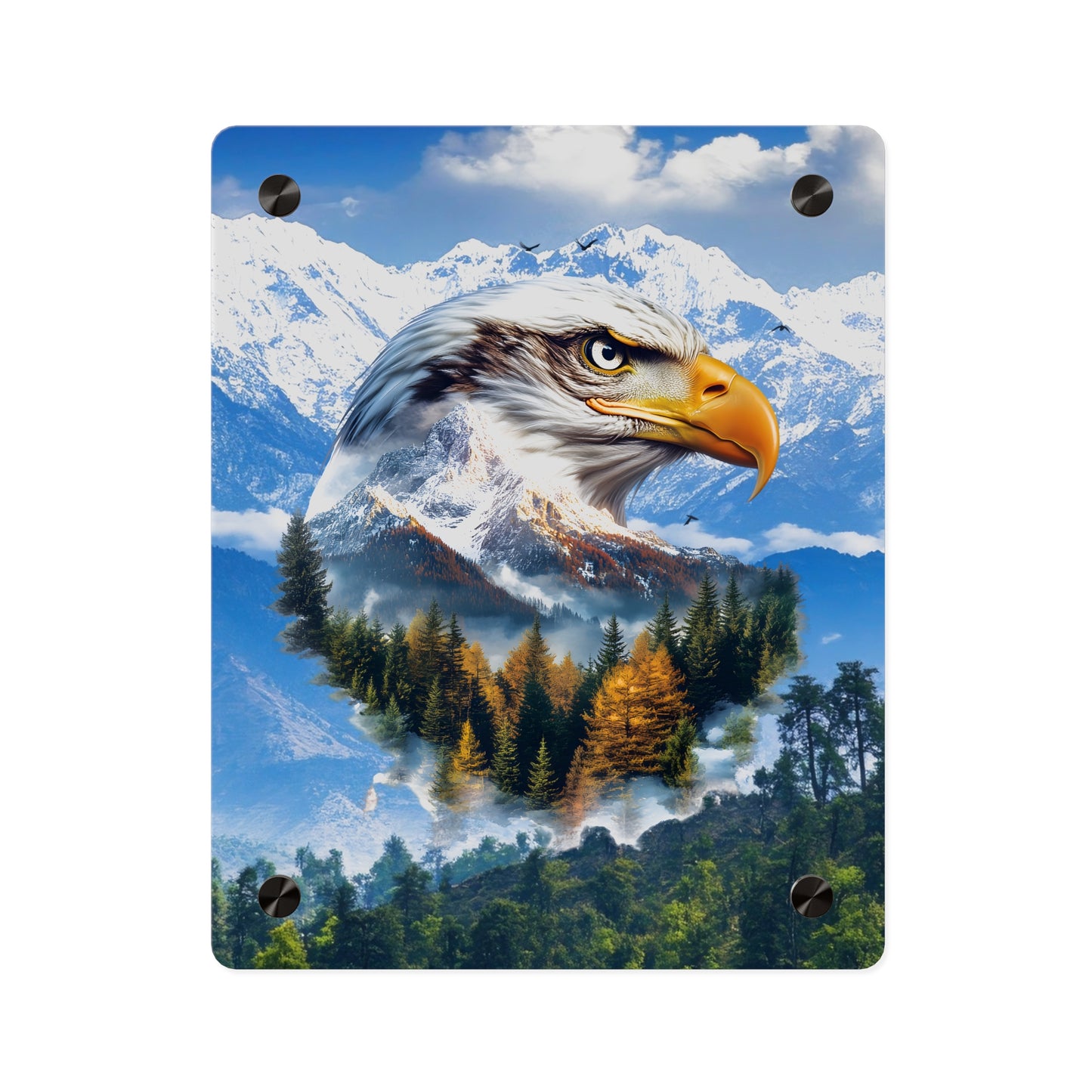 Eagle Mountain Acrylic Wall Art Panel — Patriotic Wilderness Landscape Decor