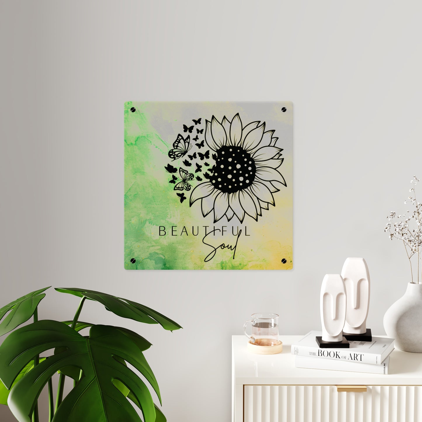 Beautiful Soul Acrylic Wall Art Panel with Sunflower Design