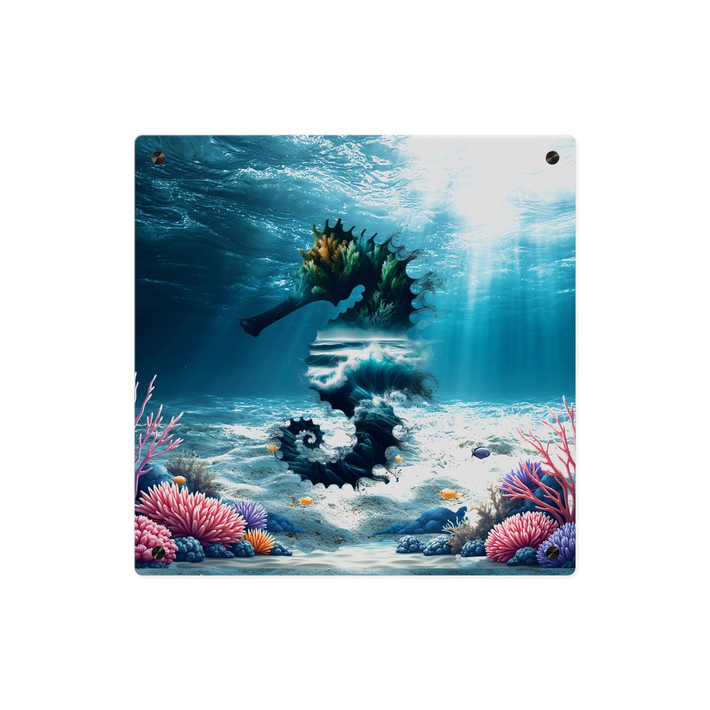 Acrylic Wall Art Panel — Underwater Seahorse Ocean Scene Panel