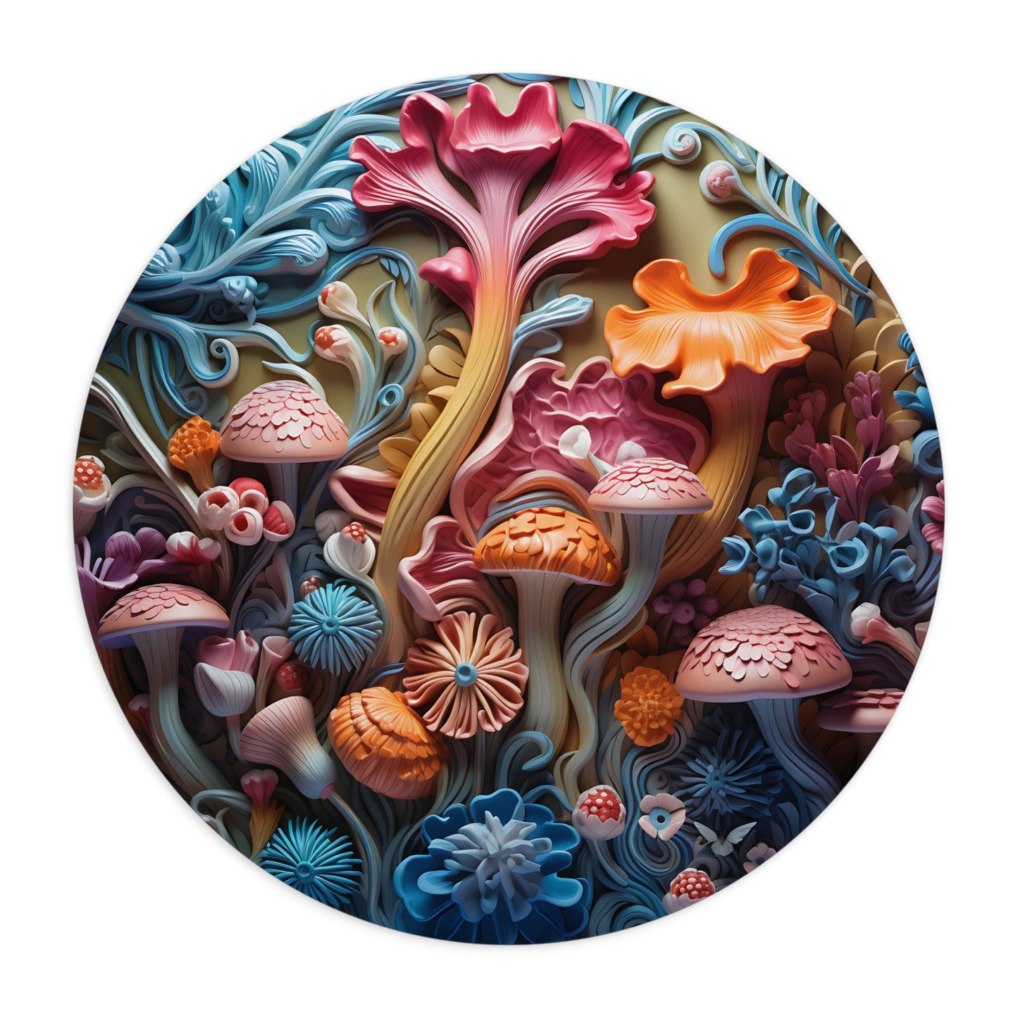 Colorful Floral 3D Desk Mouse Pad - Vibrant Mushroom Design for Home & Office