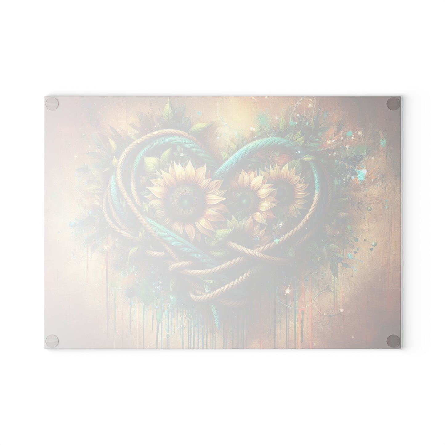 Decorative Glass Cutting Board — Heart Rope Floral Art