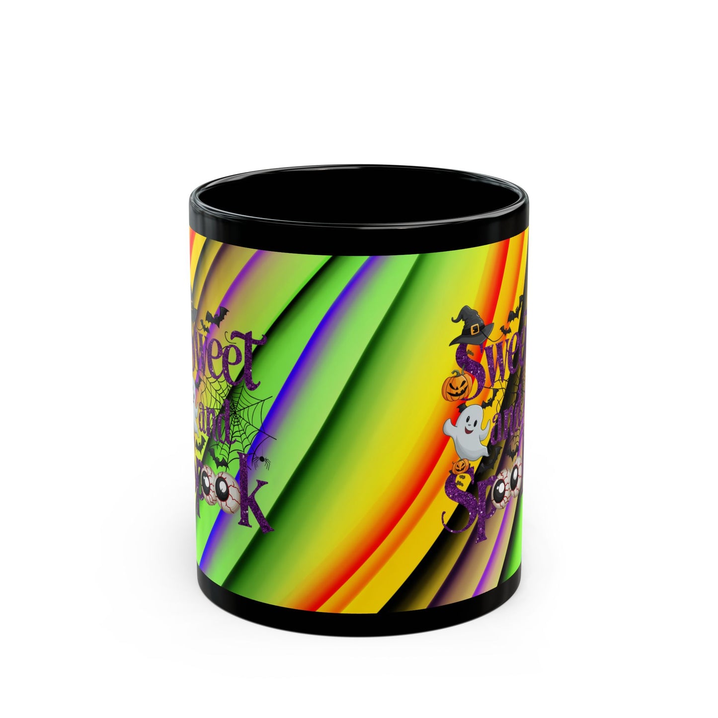 Halloween Theme Black Mug (11oz, 15oz), Cute Halloween Expression, Halloween lovers, Coffee, Tea, Hot Chocolate Lovers, Great Gift Idea for Anyone