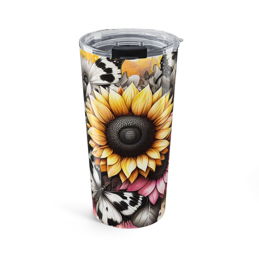 Sunflower Butterfly Tumbler 20oz - Nature Lover Gift