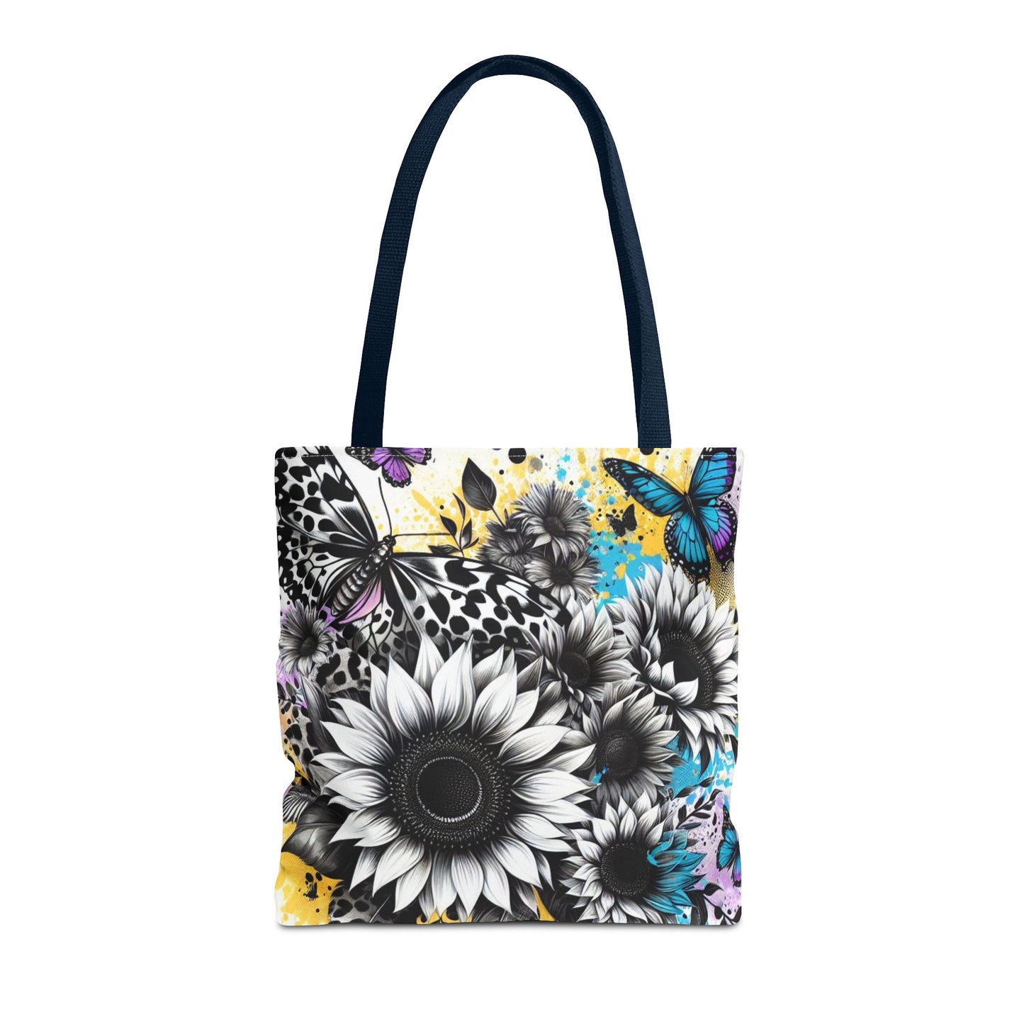 Sunflower & Butterflies Tote Bag — Color Splash Floral All-Over Print