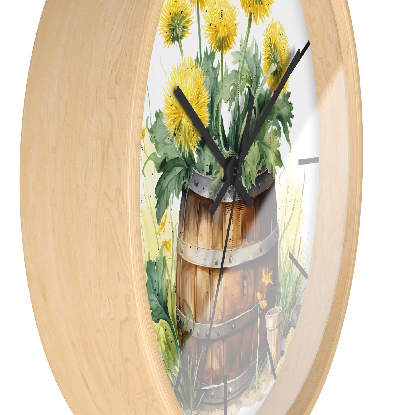 Sunflower Barrel Wall Clock - Farmhouse Country Decor Gift