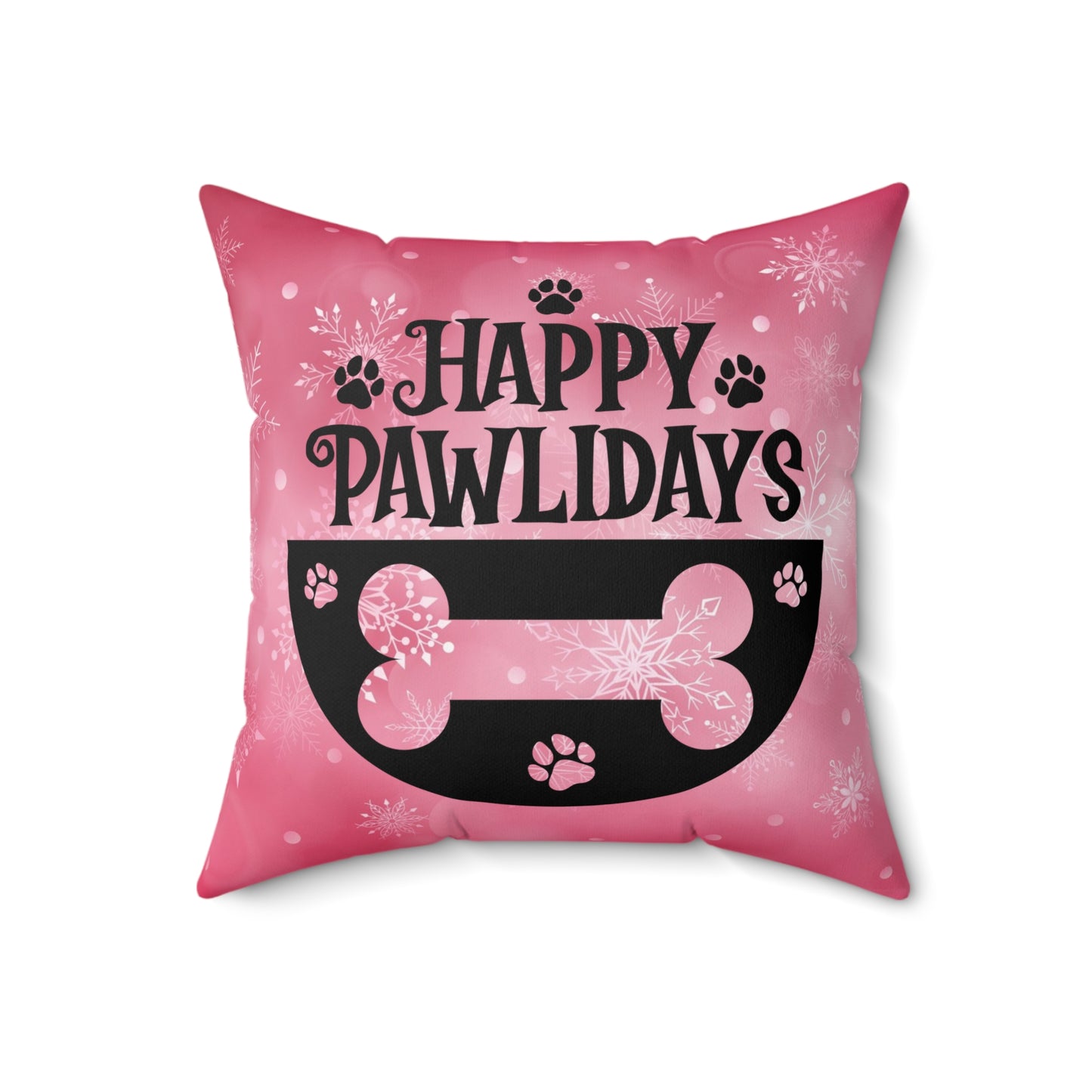Pet Dog Holiday Theme Spun Polyester Square Pillow, Animal Lovers, Pet Dog Lover's Holiday Decor, Pet Holiday Quote, Decor for Home or Office