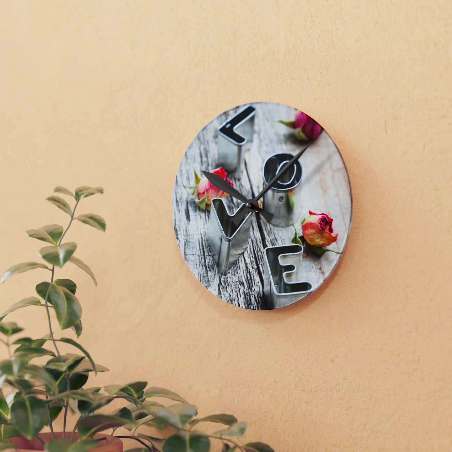 Rustic Charm Acrylic Wall Clock - Farmhouse Home Office Decor