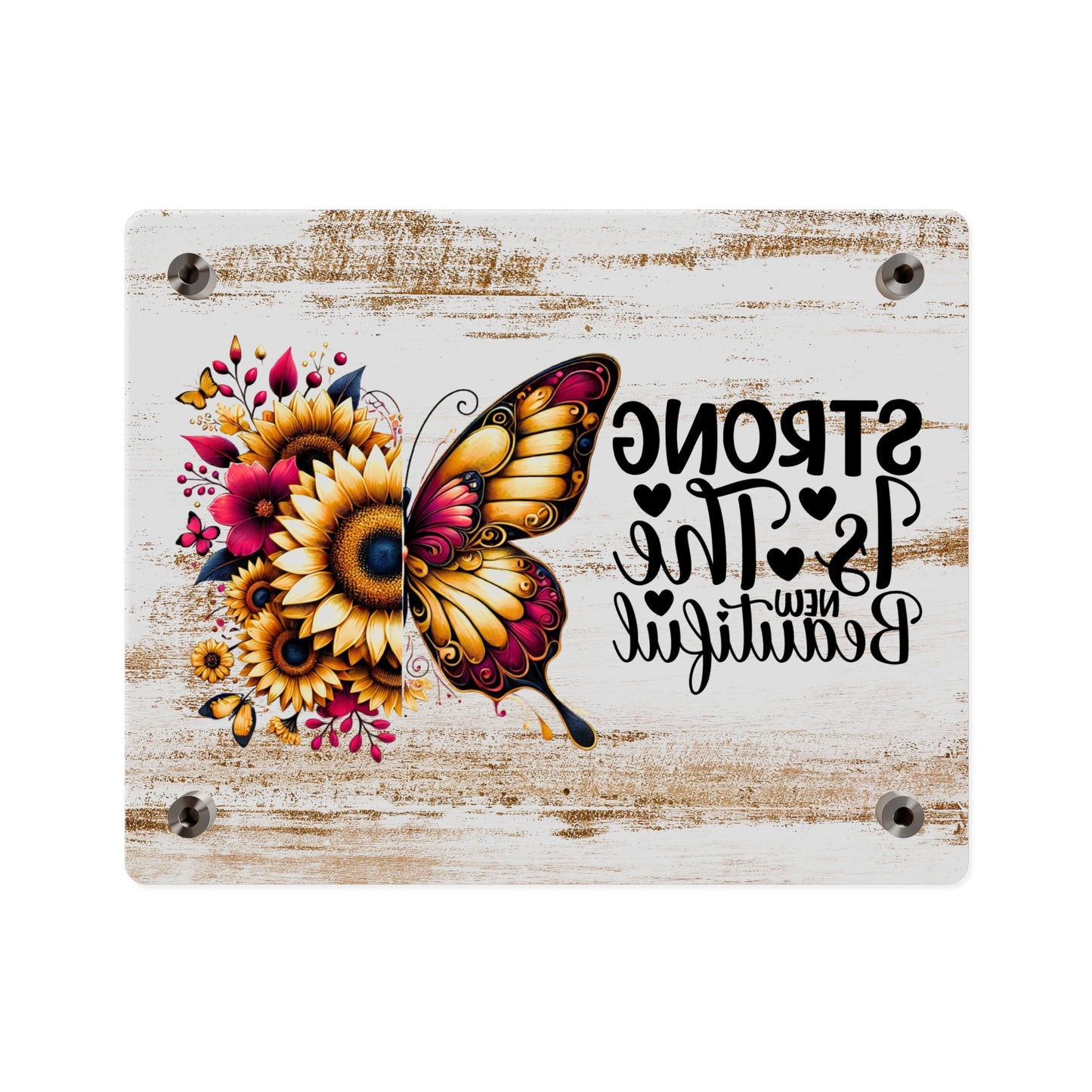 Acrylic Wall Art Panel - Inspirational Quote "Strong is the New Beautiful" Wall Decor