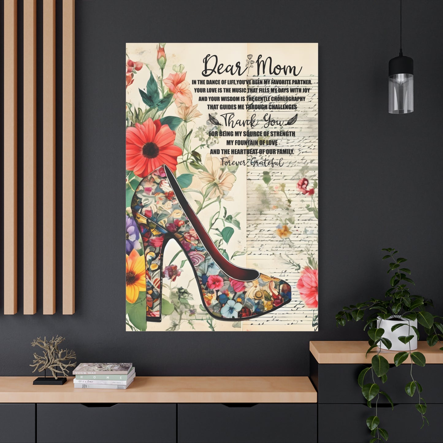 Inspirational Floral Canvas Wall Art for Mom - Perfect Gift for Mother's Day