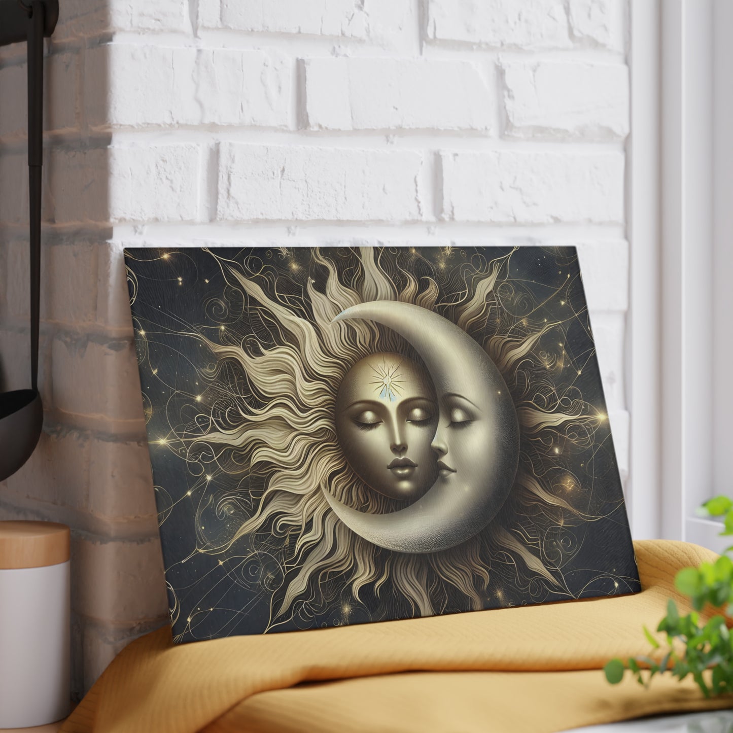Celestial Sun and Moon Glass Cutting Board