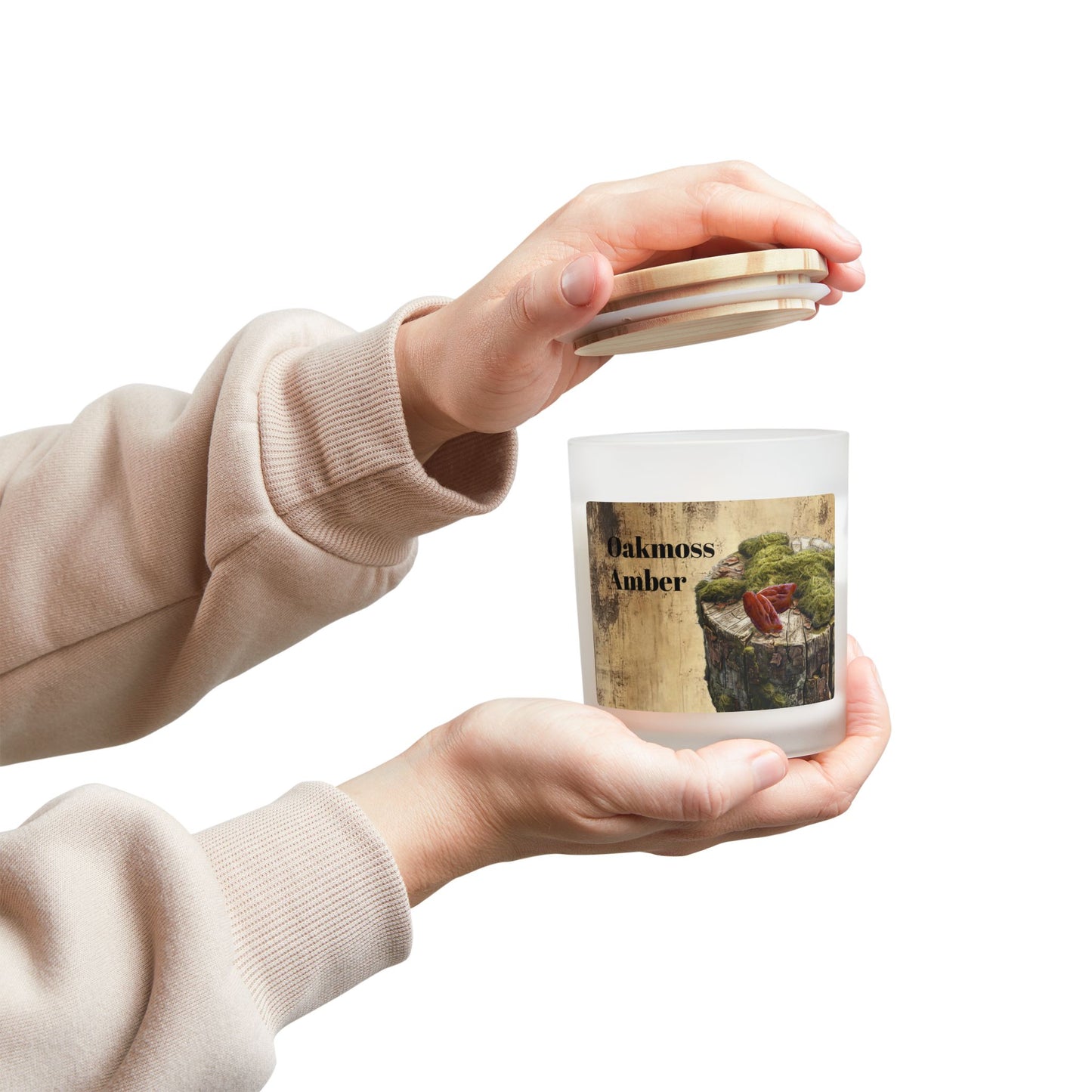 Vanilla Frosted Glass Candle – 11oz Scented Soy Candle with Wooden Lid