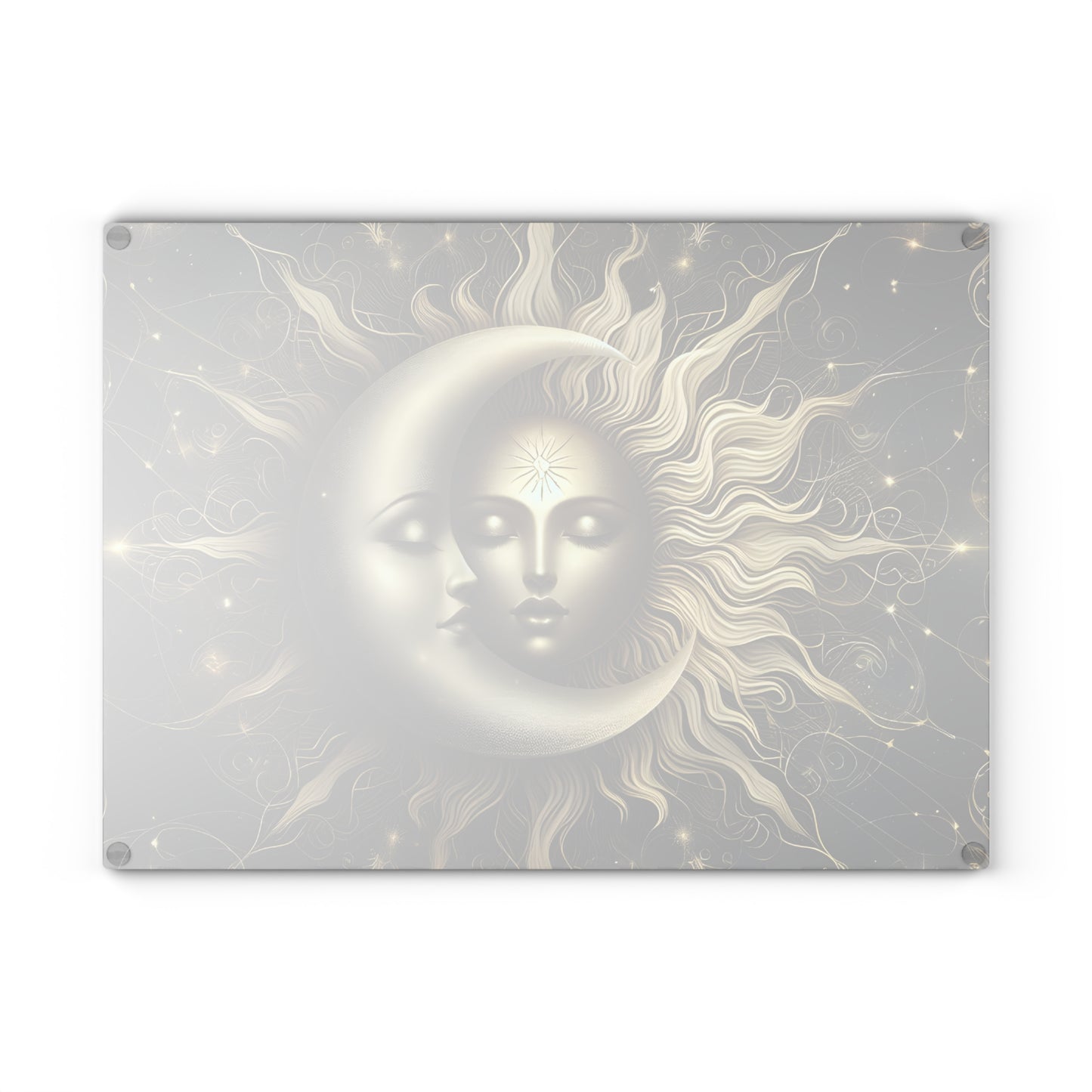 Celestial Sun and Moon Glass Cutting Board