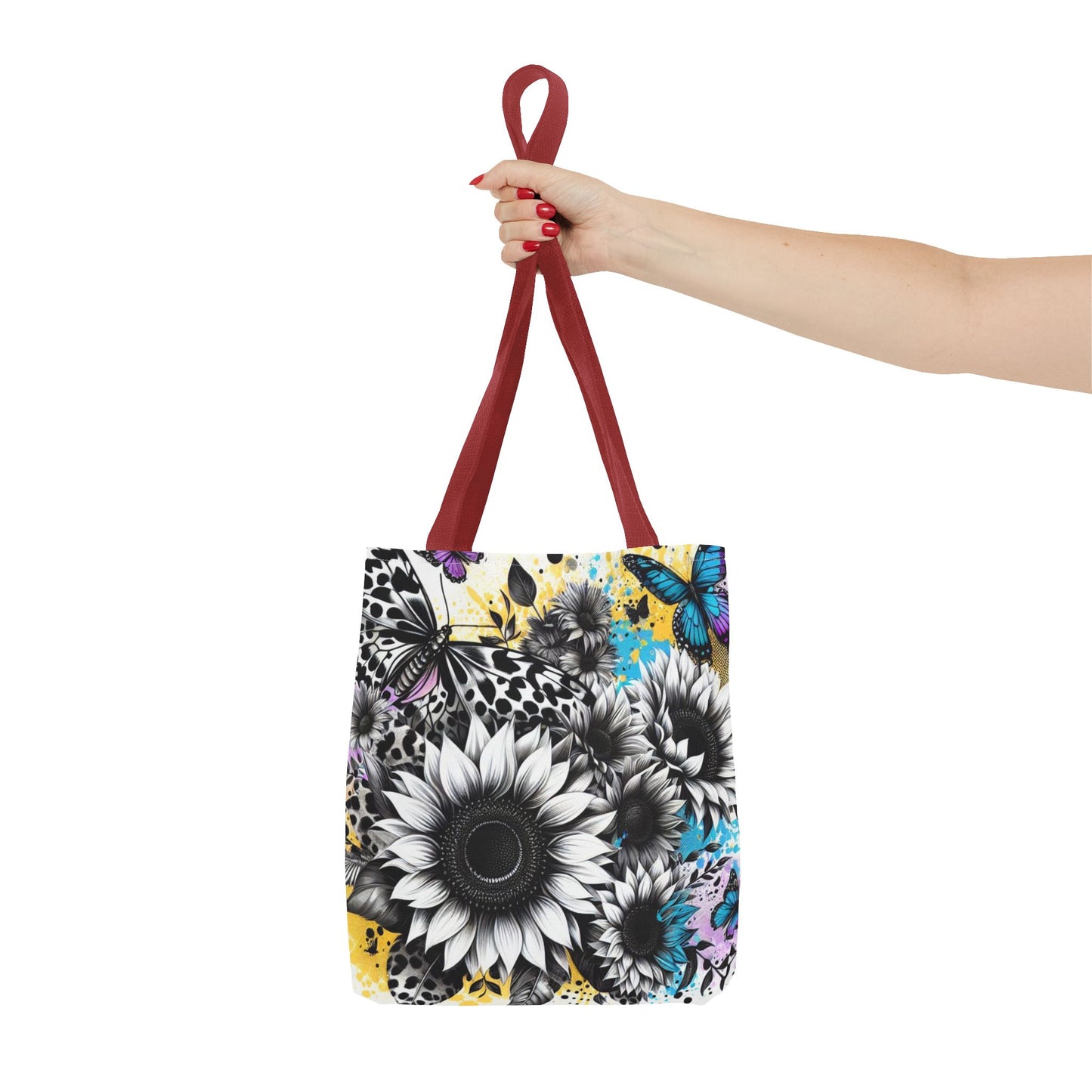 Sunflower & Butterflies Tote Bag — Color Splash Floral All-Over Print