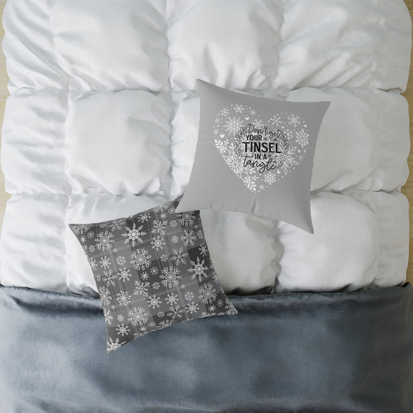 Holiday Funny Square Poly Canvas Pillow, Beautiful two-sided Holiday Decor. Holiday Humor for Home or Office, Accent for Any Room