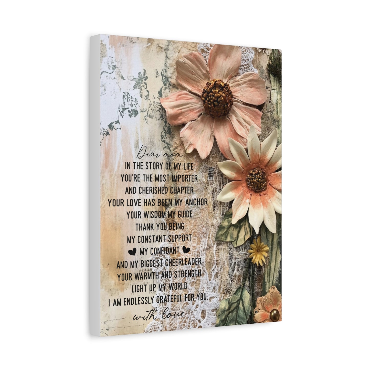 Floral Canvas Wall Art - Heartfelt Mom Appreciation Decor