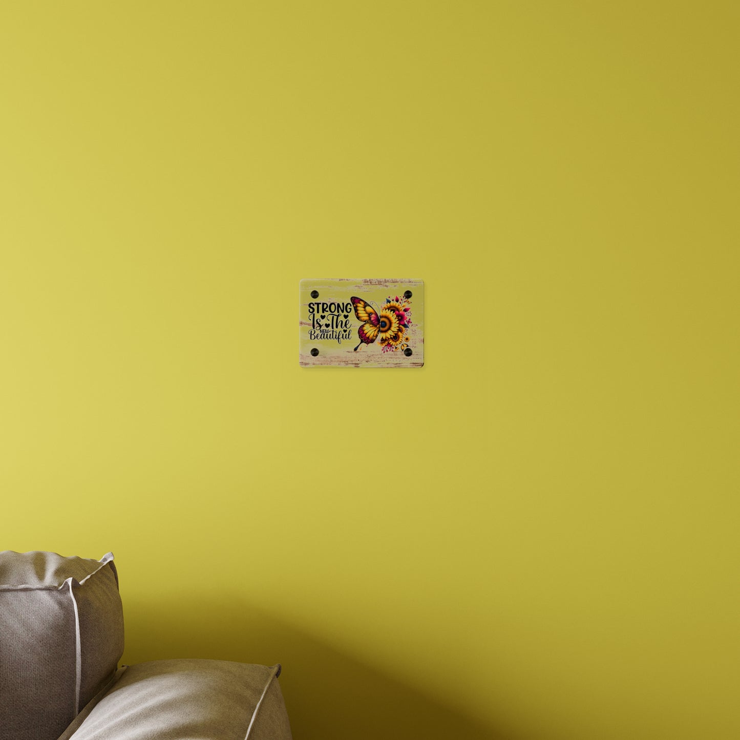 Acrylic Wall Art Panel - Inspirational Quote "Strong is the New Beautiful" Wall Decor