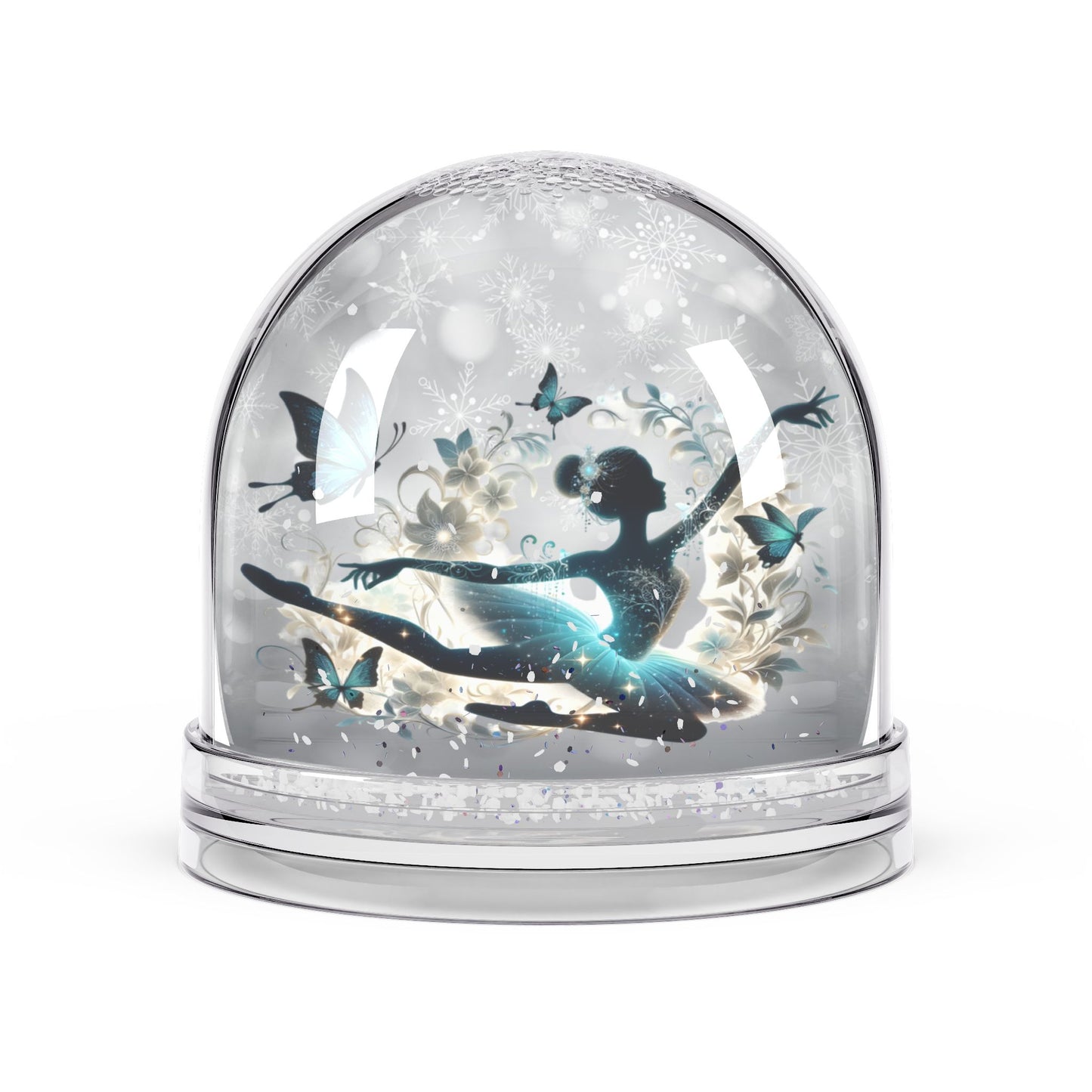 Ballet Snow Globe – Silhouette Ballerina with Butterflies Decorative Keepsake