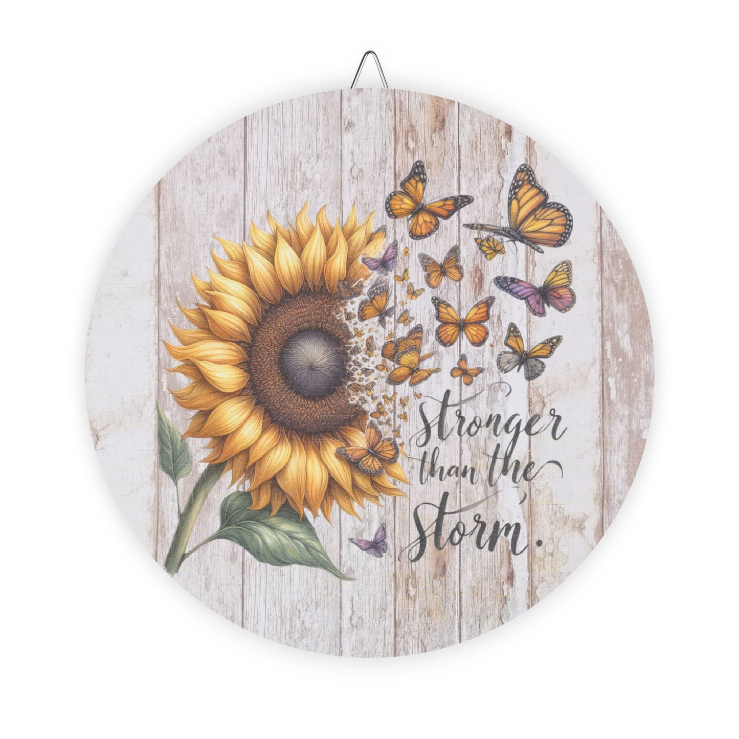 Rustic Charm Wood Sign Decor Sunflower with Butterflies Sublimation Inspirational Quote