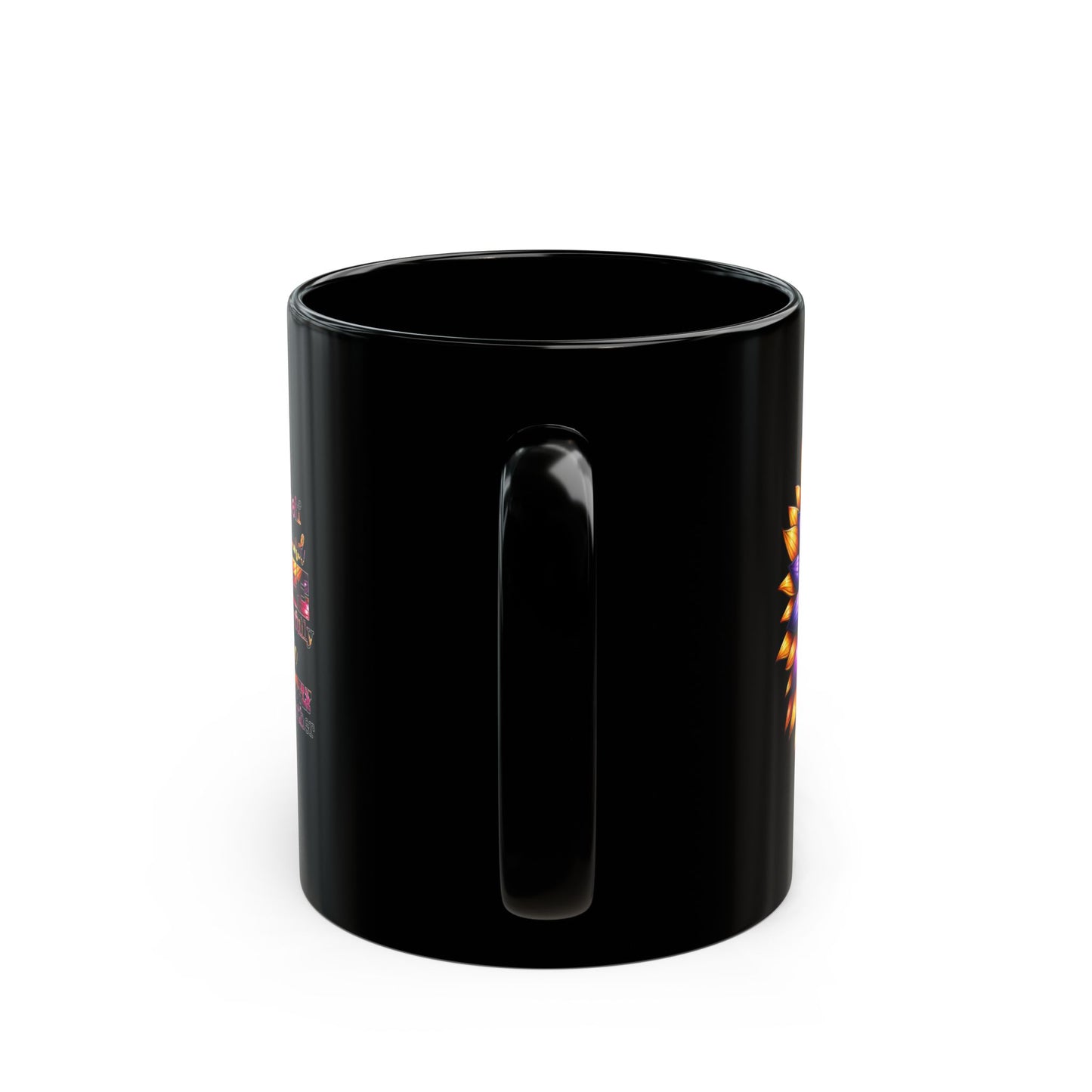 Inspirational Black Mug with Colorful Flower Design - Perfect Gift for Women