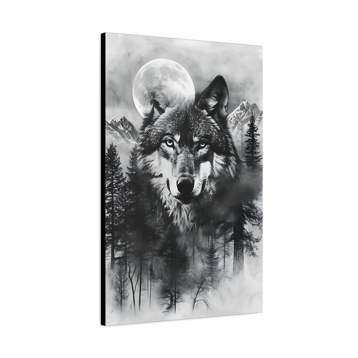 Majestic Wolf Canvas Wall Art - Black and White Wilderness Decor