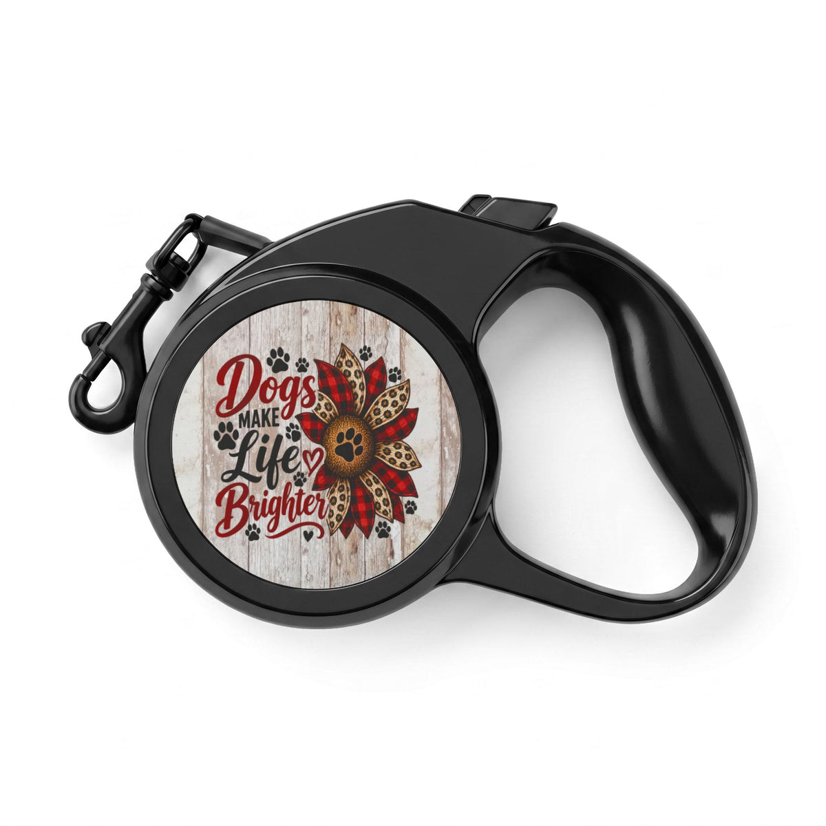 Retractable Pet Leash — "Dogs Make Life Brighter" Floral Paw Design