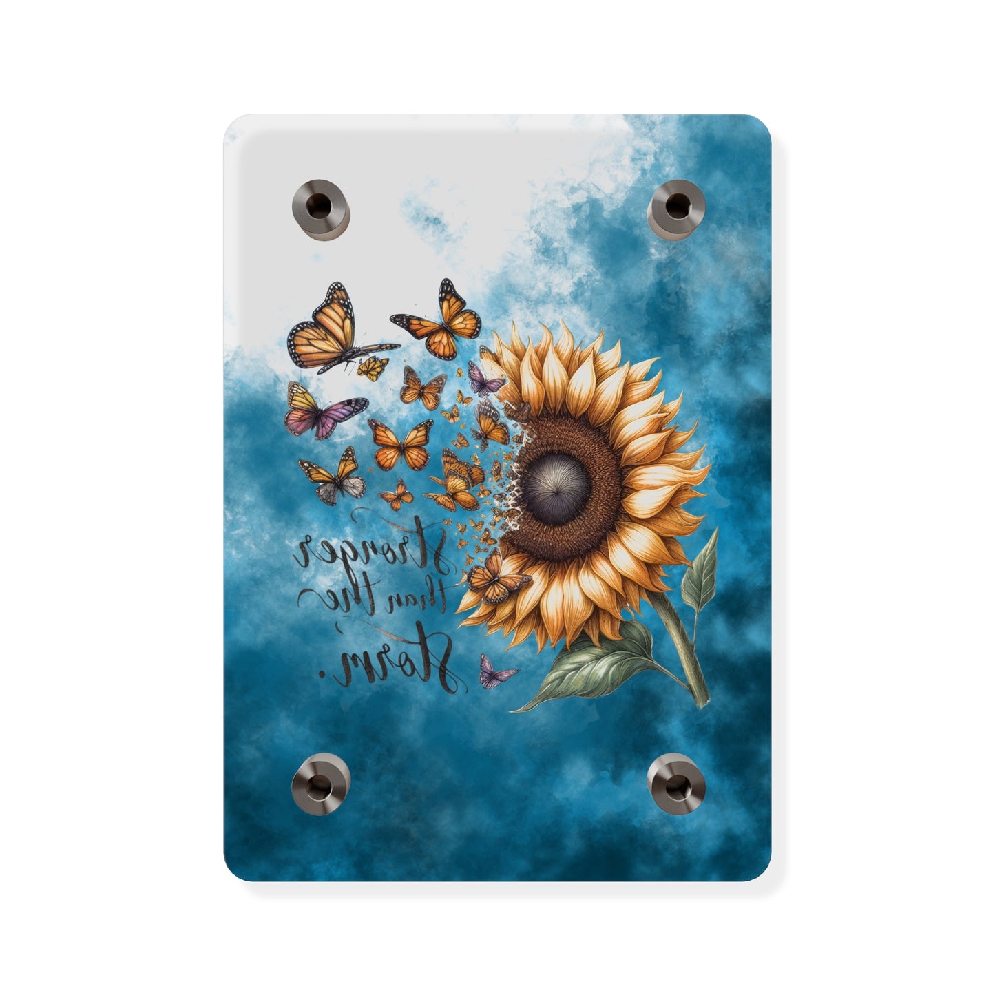 Inspirational Sunflower Acrylic Wall Art Panel - "Stronger Than The Storm"