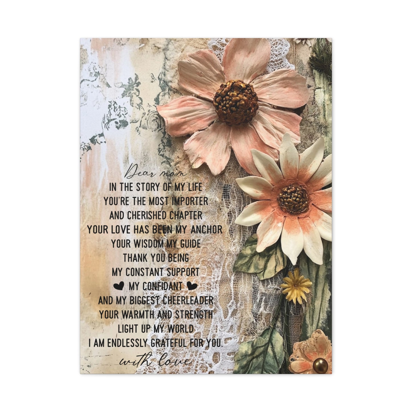 Floral Canvas Wall Art - Heartfelt Mom Appreciation Decor