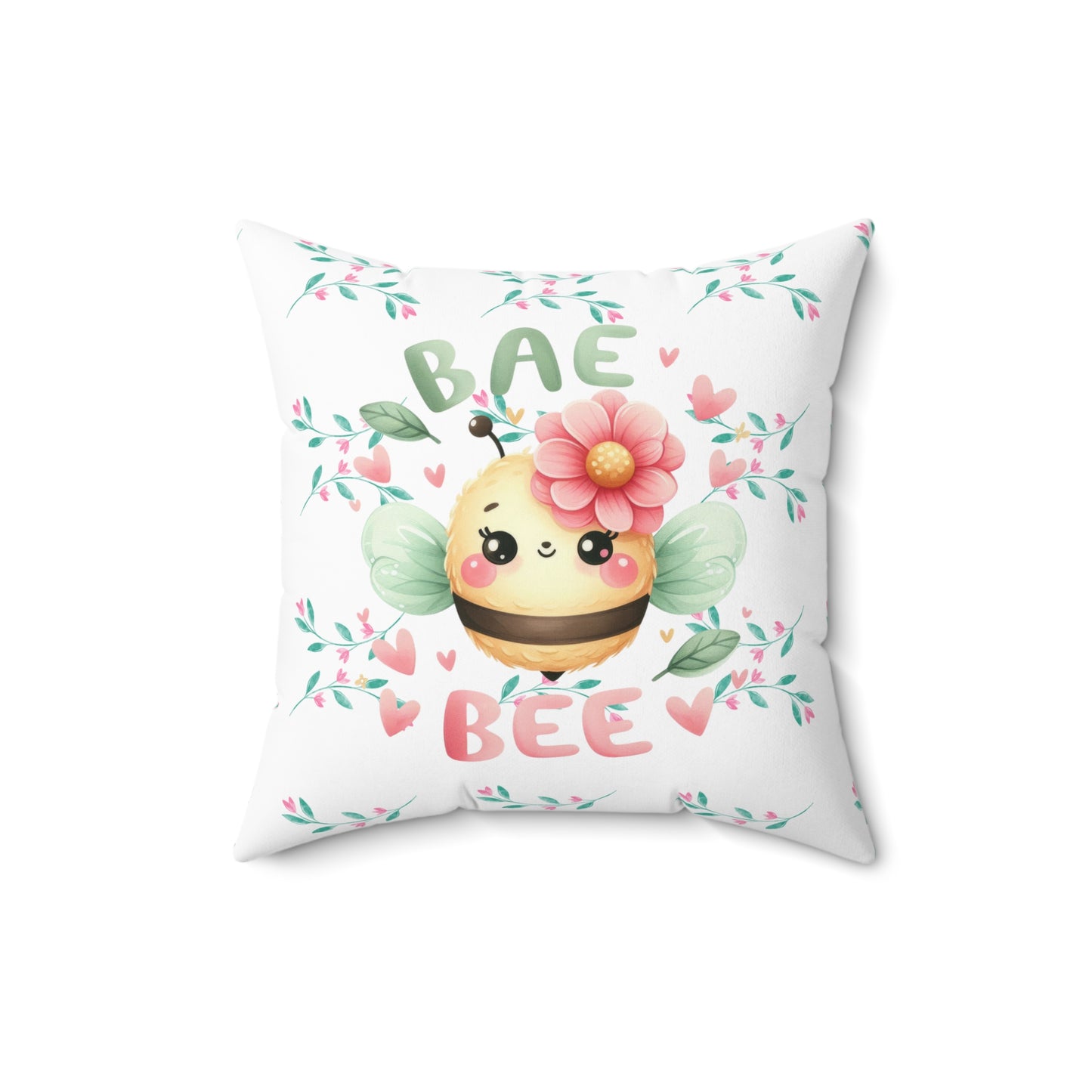Cute Bee Decorative Pillow, Bae Bee Cushion, Floral Bee Home Decor, Kids Room Accent, Gifts for Bee Lovers, Spring Decoration