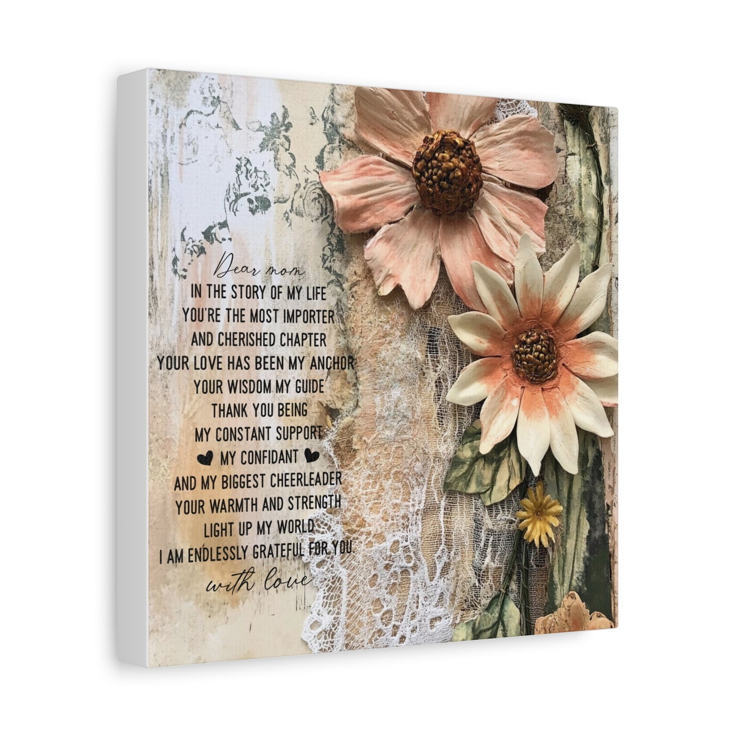 Floral Canvas Wall Art - Heartfelt Mom Appreciation Decor