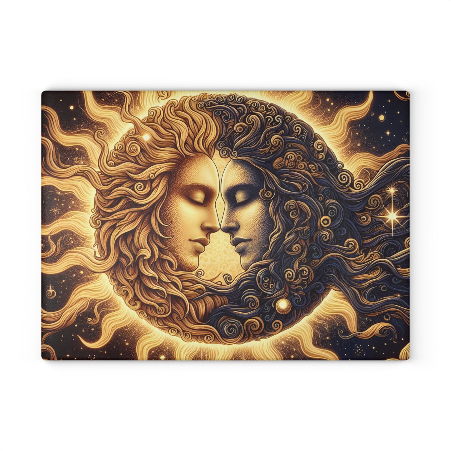 Celestial Sun & Moon Glass Cutting Board