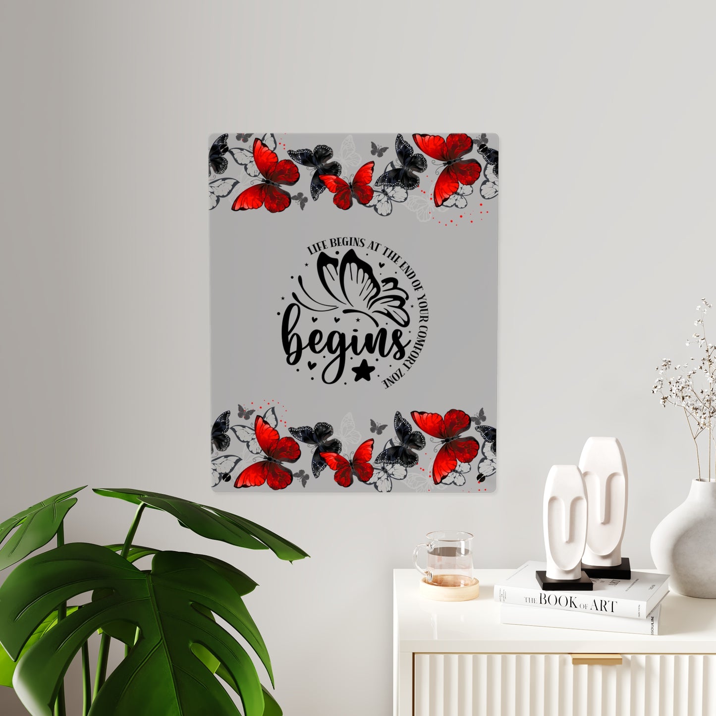Inspirational Butterfly Acrylic Wall Art Panel - 'Life Begins' Decor