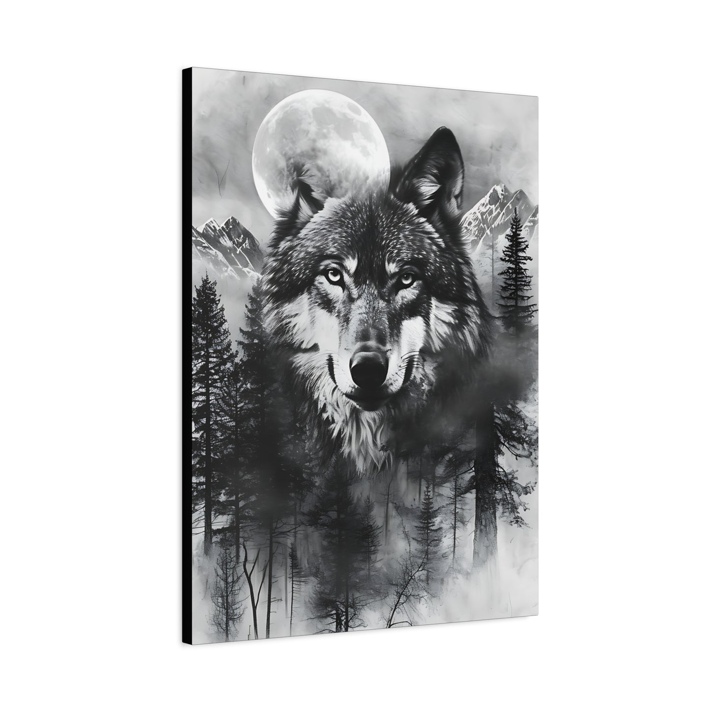 Majestic Wolf Canvas Wall Art - Black and White Wilderness Decor