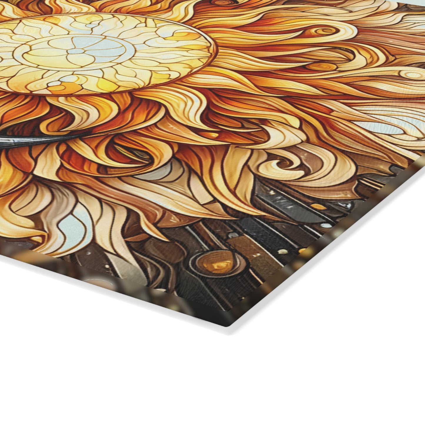 Sun and Moon Design Glass Cutting Board - Decorative Kitchen Art