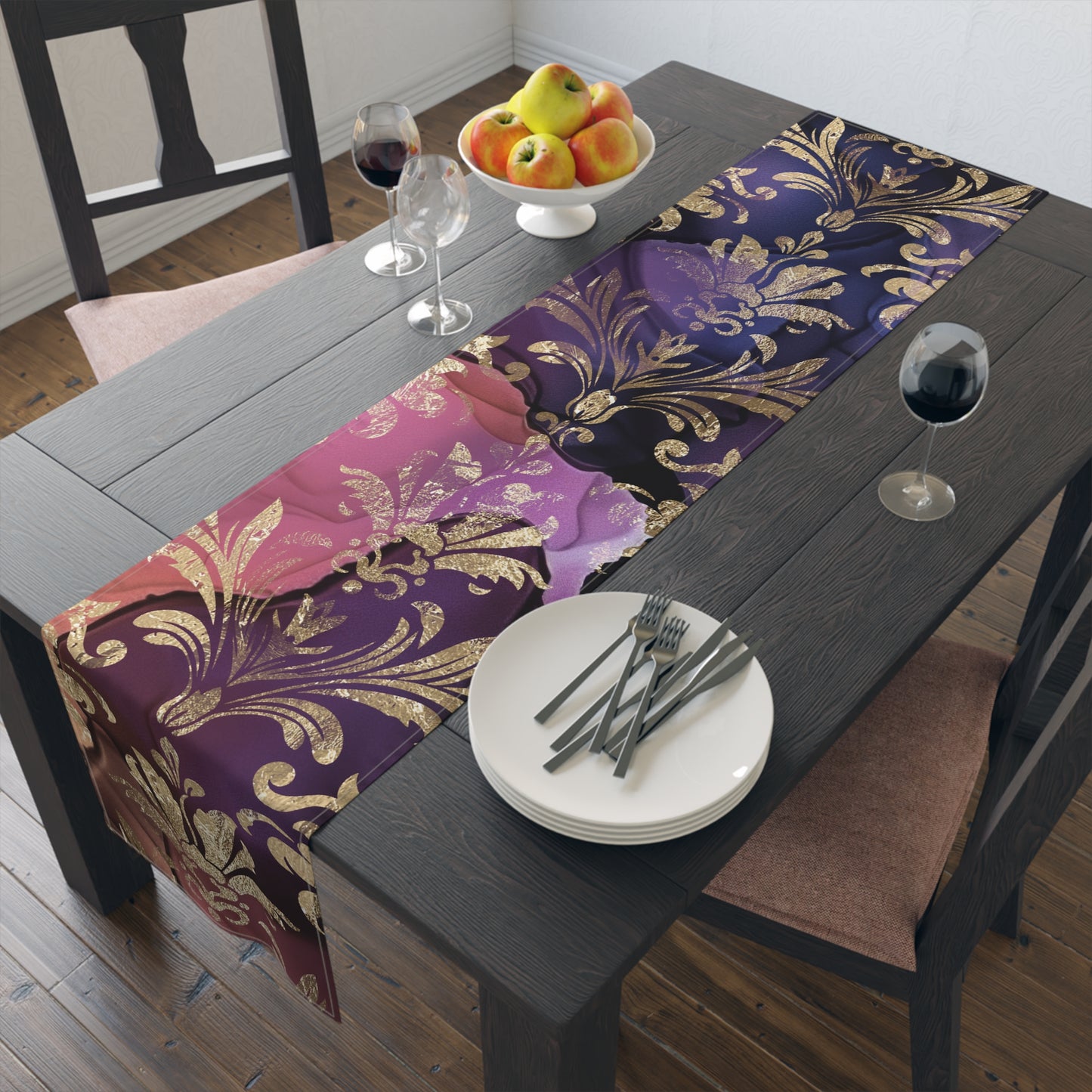 Elegant Damask Table Runner for Special Occasions, Dining Decor, Holiday Table Settings, Thanksgiving, Wedding, Party Decor