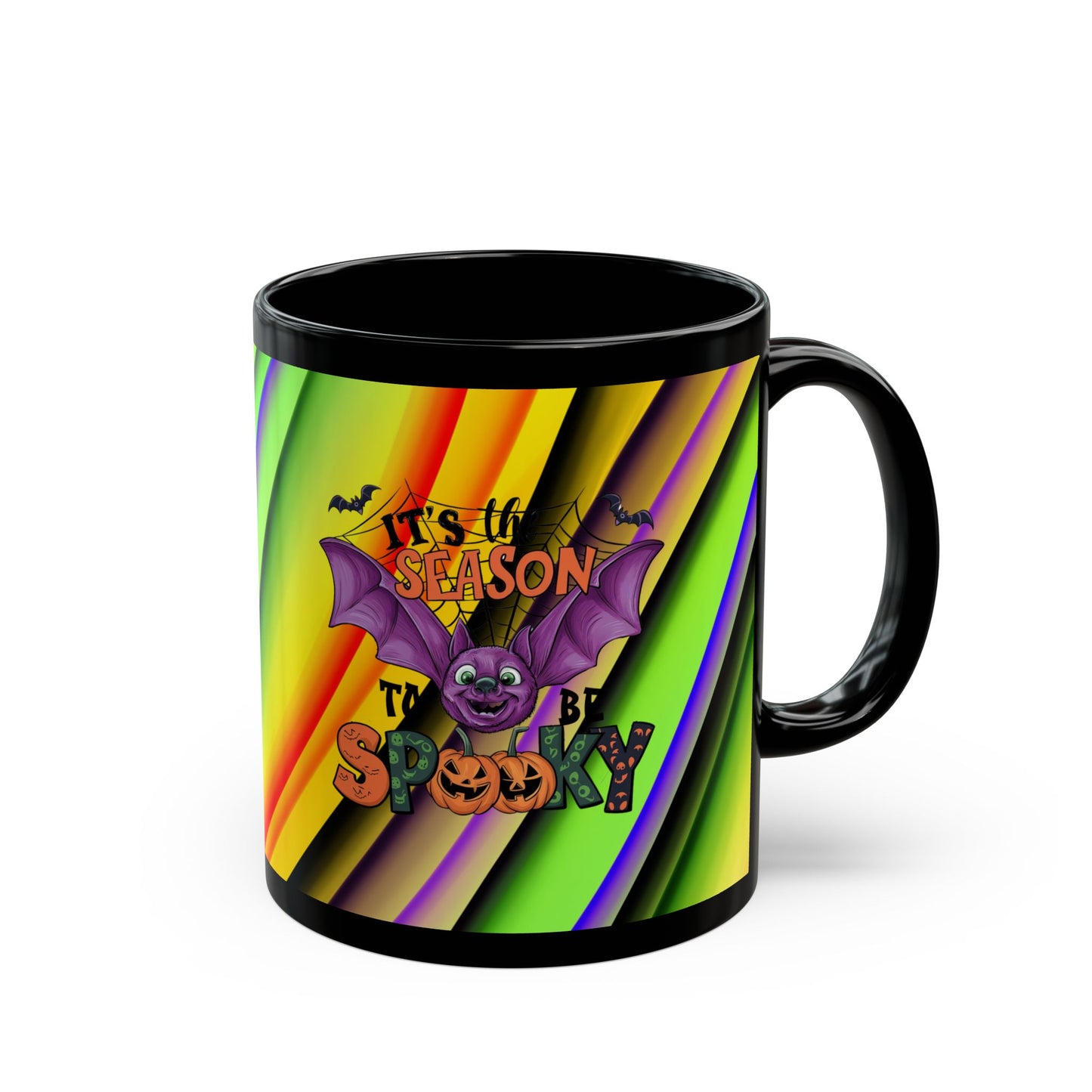 Halloween Theme Black Mug (11oz, 15oz), Cute Halloween Expression, Halloween Lovers, Coffee, Tea, Hot Chocolate Lovers Gift Idea