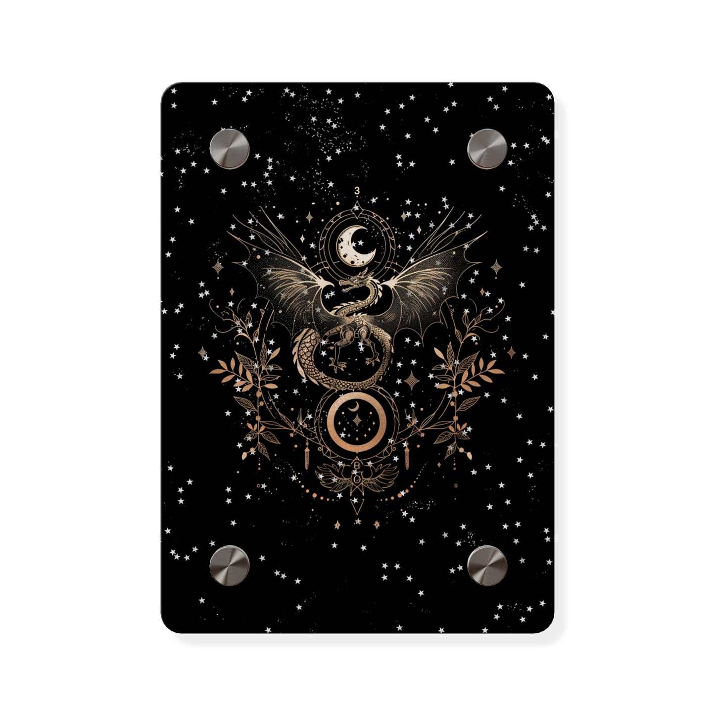 Celestial Acrylic Wall Art Panel - Mystical Dragon with Moon and Stars Decor