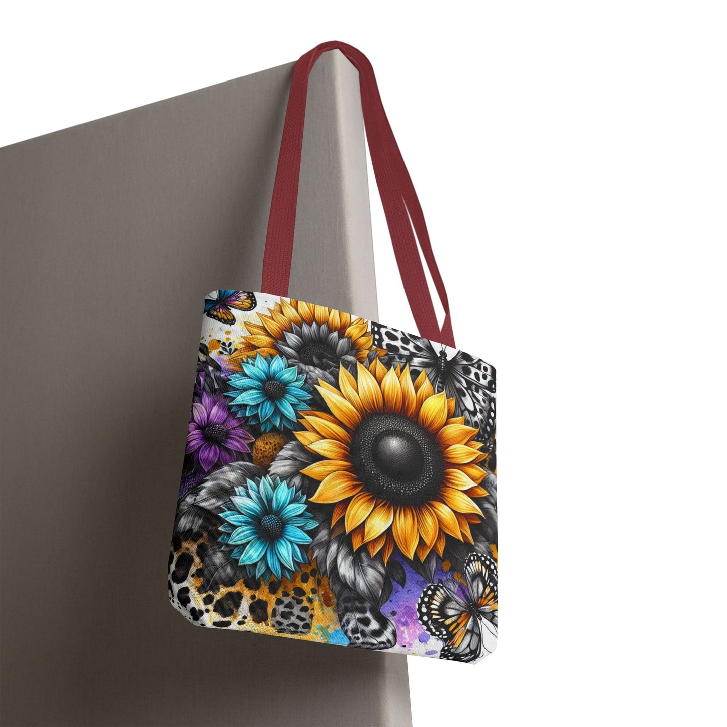 Sunflower & Butterfly Tote Bag — Colorful Floral All-Over Print