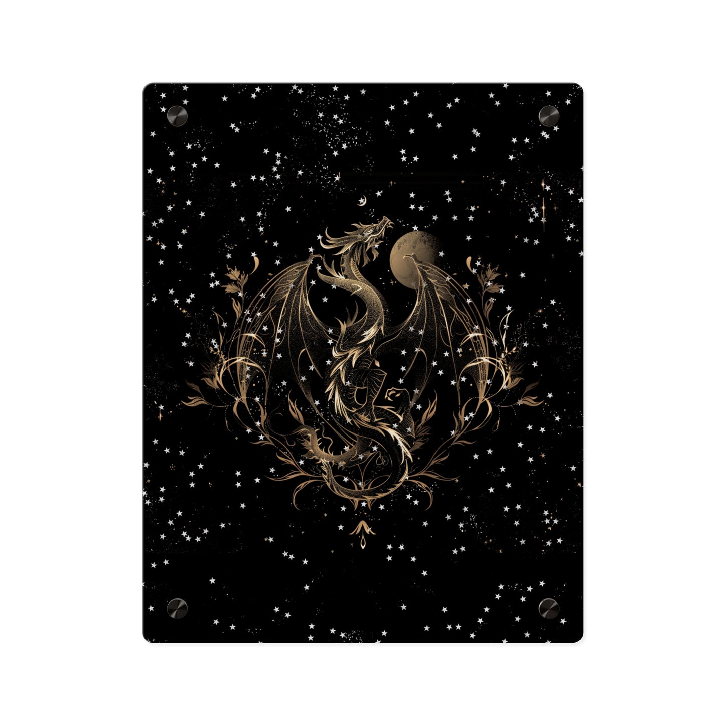Sleek Dragon Acrylic Wall Art Panel - Celestial Decor for Fantasy Lovers