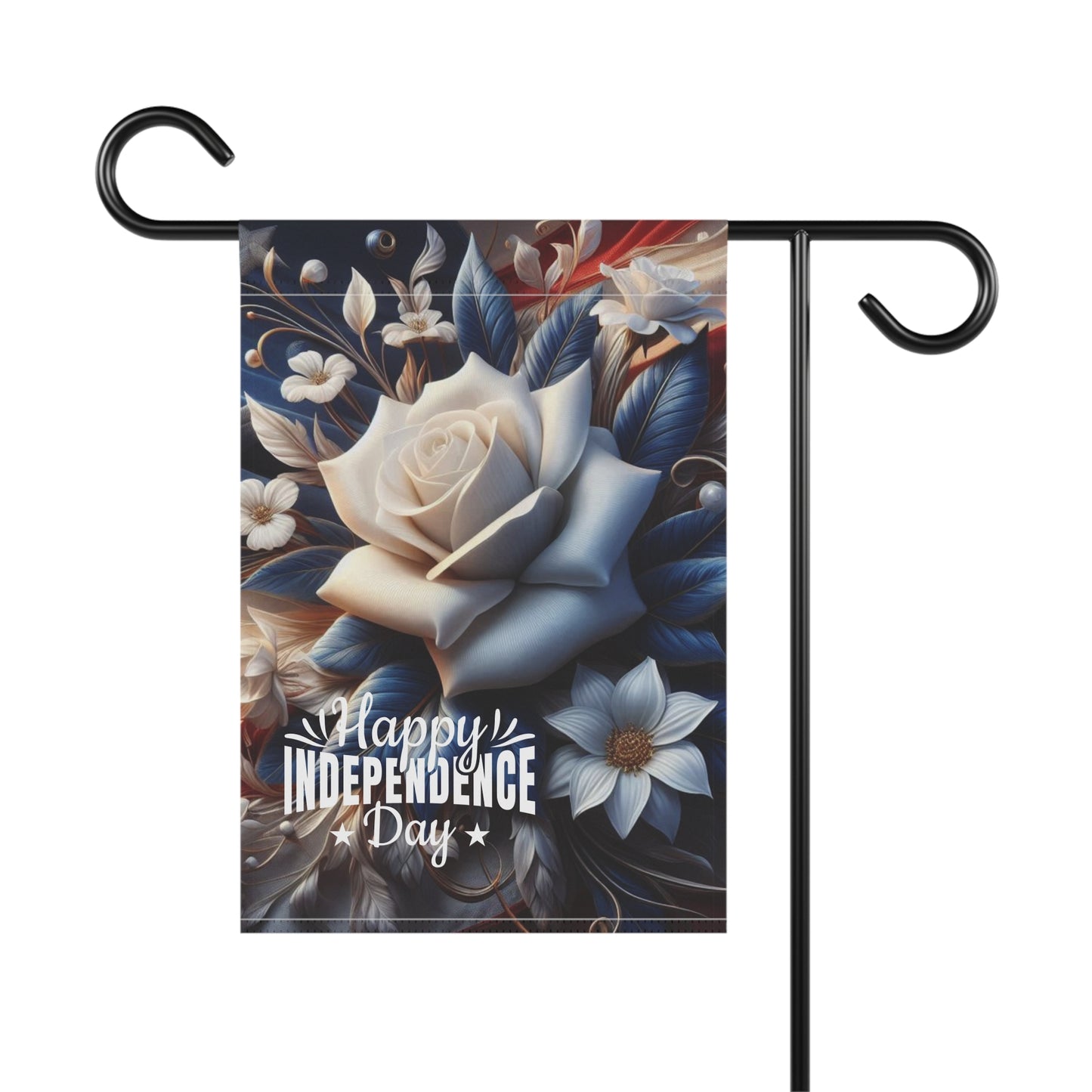 Independence Day Garden Flag - Elegant Floral Decor Banner