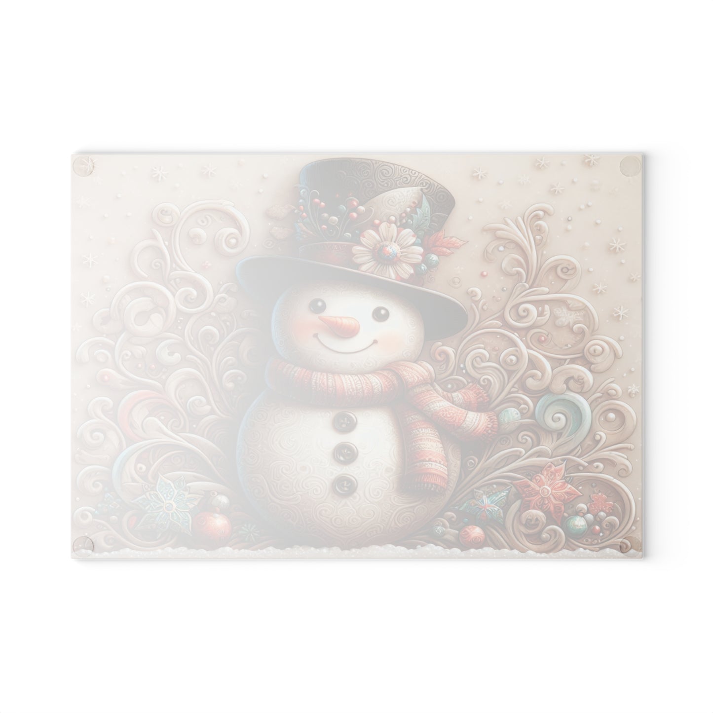 Holiday Snowman Glass Cutting Board