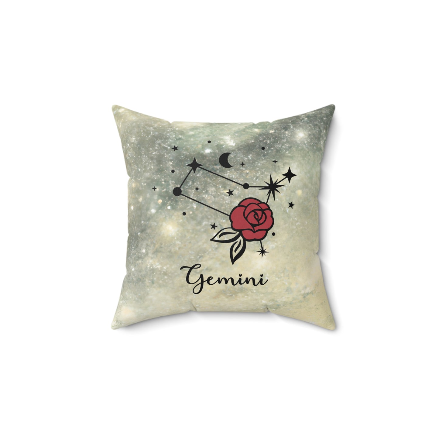 Gemini Zodiac Rose Pillow, Astrology Home Decor, Gift for Astrology Lovers, Star Sign Cushion, Cosy Decorative Pillow