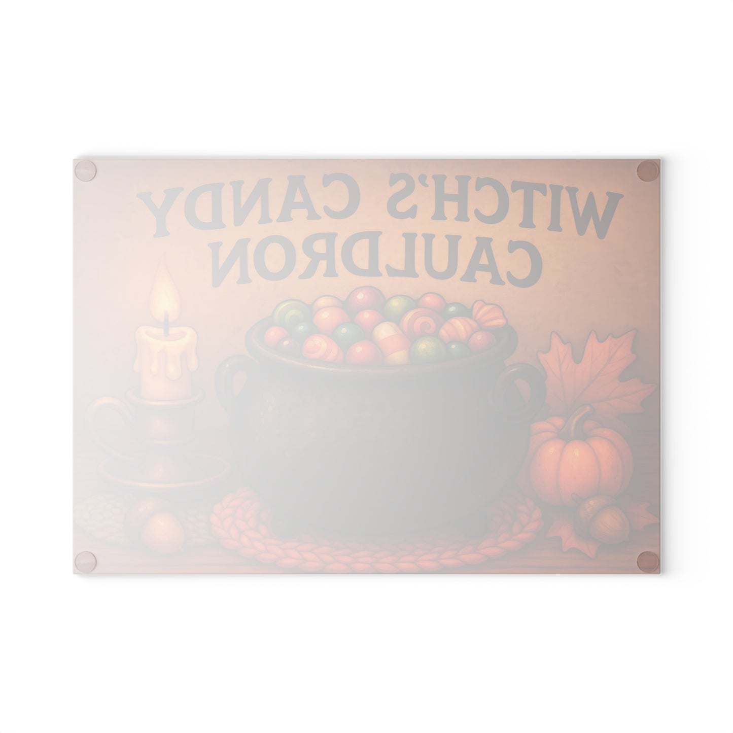 Witch's Candy Cauldron Glass Cutting Board